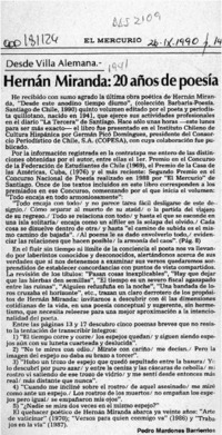 Hernán Miranda, 20 años de poesía