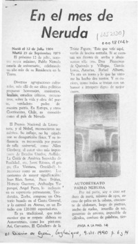 En el mes de Neruda  [artículo].