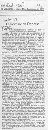 La Revolución francesa y Chile  [artículo].