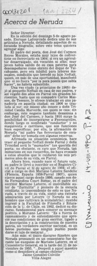 Acerca de Neruda  [artículo] Jaime González Colville.