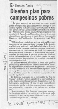Diseñan plan para campesinos pobres  [artículo].