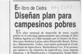 Diseñan plan para campesinos pobres  [artículo].