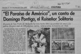 "El Paraíso de América", un canto de Domingo Pontigo, el Ruiseñor Solitario  [artículo].
