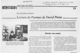 Misión, ser poeta  [artículo] Jennyfer Salvo.