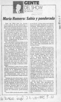 María Romero, sabia y ponderada  [artículo] Toño Freire.