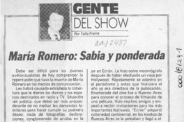 María Romero, sabia y ponderada  [artículo] Toño Freire.