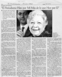 "El periodismo hizo por mí más de lo que hice por él"  [artículo] María Romero.