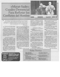 "Marat-Sade", cuadro demencial para reflotar los conflictos del hombre