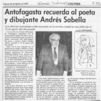 Antofagasta recuerda al poeta y dibujante Andrés Sabella  [artículo].