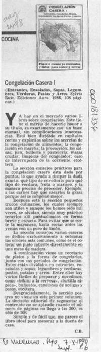 Congelación casera I  [artículo] C. B.