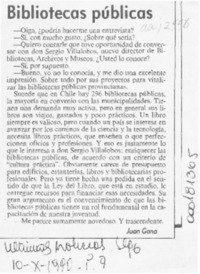 Bibliotecas públicas  [artículo] Juan Gana.