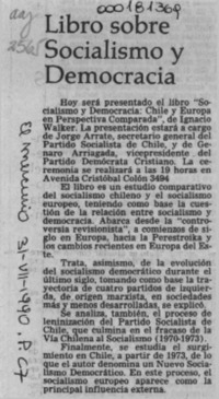 Libro sobre socialismo y democracia  [artículo].