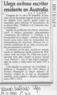 Llega exitoso escritor residente en Australia  [artículo].