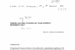 Terror, alegoría y parodia en "Viaje terrible" de Roberto Arlt  [artículo] María de las Nieves Alonso Martínez.