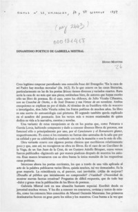 Dinamismo poético de Gabriela Mistral  [artículo] Hugo Montes.