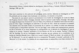 "Gabriela Mistral en Antofagasta"  [artículo] Erika Cortés Basáez.