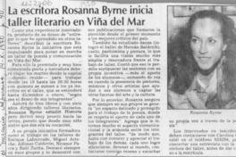 La Escritora Rosanna Byrne inicia taller literario en Viña del Mar  [artículo].
