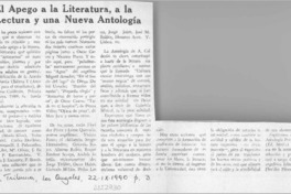 El Apego a la literatura, a la lectura y una nueva antología  [artículo].