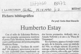 Humberto Estay  [artículo] Carlos René Ibacache.