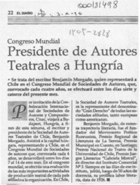 Presidente de autores teatrales a Hungría  [artículo].
