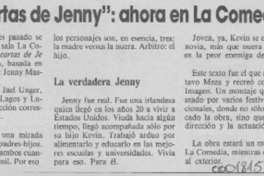 "Las Cartas de Jenny", ahora en La Comedia  [artículo].