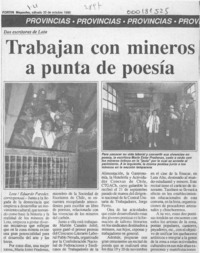 Trabajan con mineros a punta de poesía  [artículo] Eduardo Paredes.