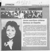 Joven escritora chilena destaca en España  [artículo].