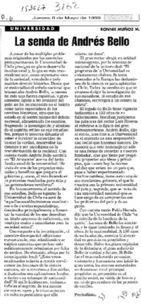 Nuevo ensayo de una bibliografía sobre Andrés Bello considerado como jurista (1978-1988)  [artículo] Alejandro Guzmán.