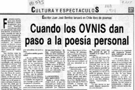 Cuando los OVNIS dan paso a la poesía personal  [artículo].