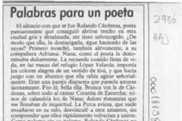 Palabras para un poeta  [artículo] Juan Rubén Valenzuela.