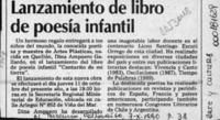 Lanzamiento de libro de poesía infantil  [artículo].