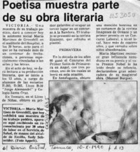 Poetisa muestra parte de su obra literaria  [artículo].