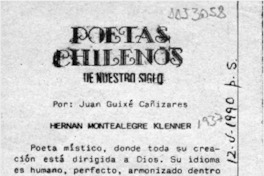 Poetas chilenos de nuestro siglo  [artículo] Juan Guixé Cañizares.