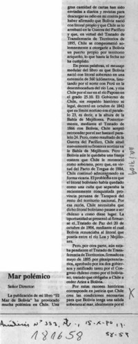 Mar polémico  [artículo] Cástulo Martínez Hernández.