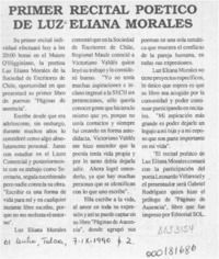 Primer recital poético de Luz Eliana Morales  [artículo].