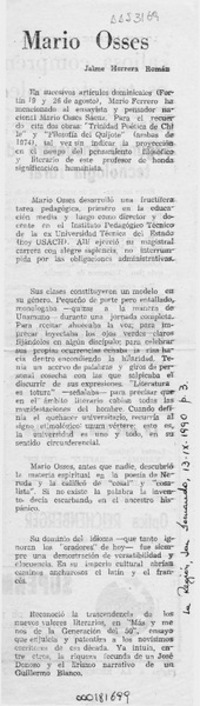 Mario Osses  [artículo] Jaime Herrera Román.