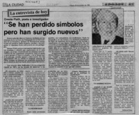 "Se han perdido símbolos pero han surgido nuevos"  [artículo] Guillermo Chávez.