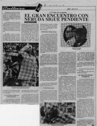 El gran encuentro con Neruda sigue pendiente  [artículo] Fernando Quilodrán.