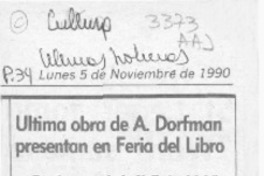 Ultima obra de A. Dorfman presentan en Feria del Libro  [artículo].