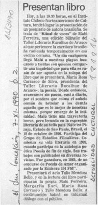 Presentan libro  [artículo].