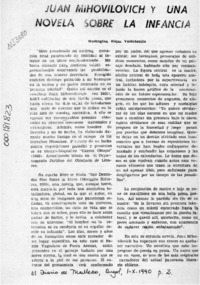 Juan Mihovilovic y una novela sobre la infancia  [artículo] Wellington Rojas Valdebenito.
