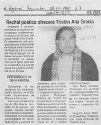 Recital poético ofrecerá Tristán Alta Gracia  [artículo].
