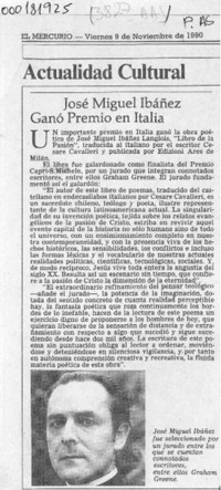 José Miguel Ibáñez ganó premio en Italia  [artículo].