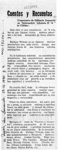 Cuentos y recuentos  [artículo] Enrique Neiman.