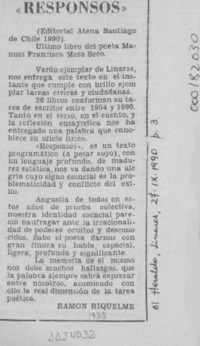 "Responsos"  [artículo] Ramón Riquelme.