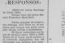 "Responsos"  [artículo] Ramón Riquelme.