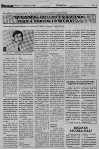 "Queremos que los parralinos vean a Neruda como poeta"  [artículo].