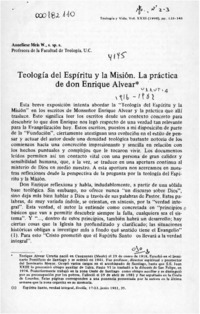 Teología del espíritu y la misión, la práctica de don Enrique Alvear  [artículo] Anneliese Meis W.