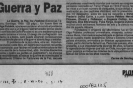 Guerra y paz  [artículo] Carlos de Santiago.