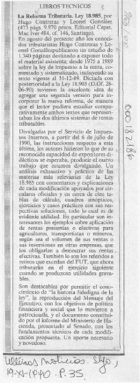 La Reforma tributaria, Ley 18.985  [artículo].